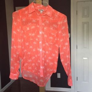 Palm tree button down blouse